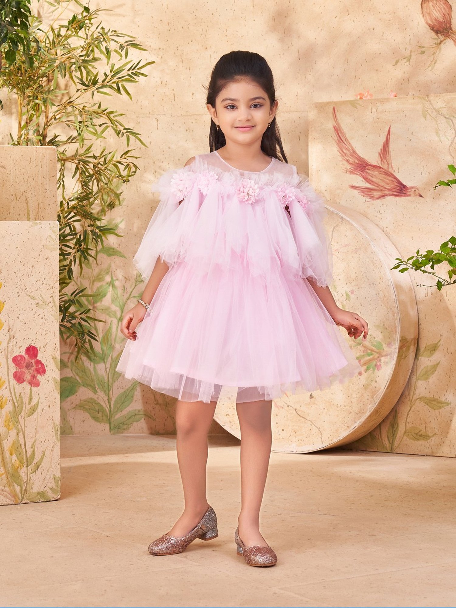 Many Frocks Kids Red Solid Dress