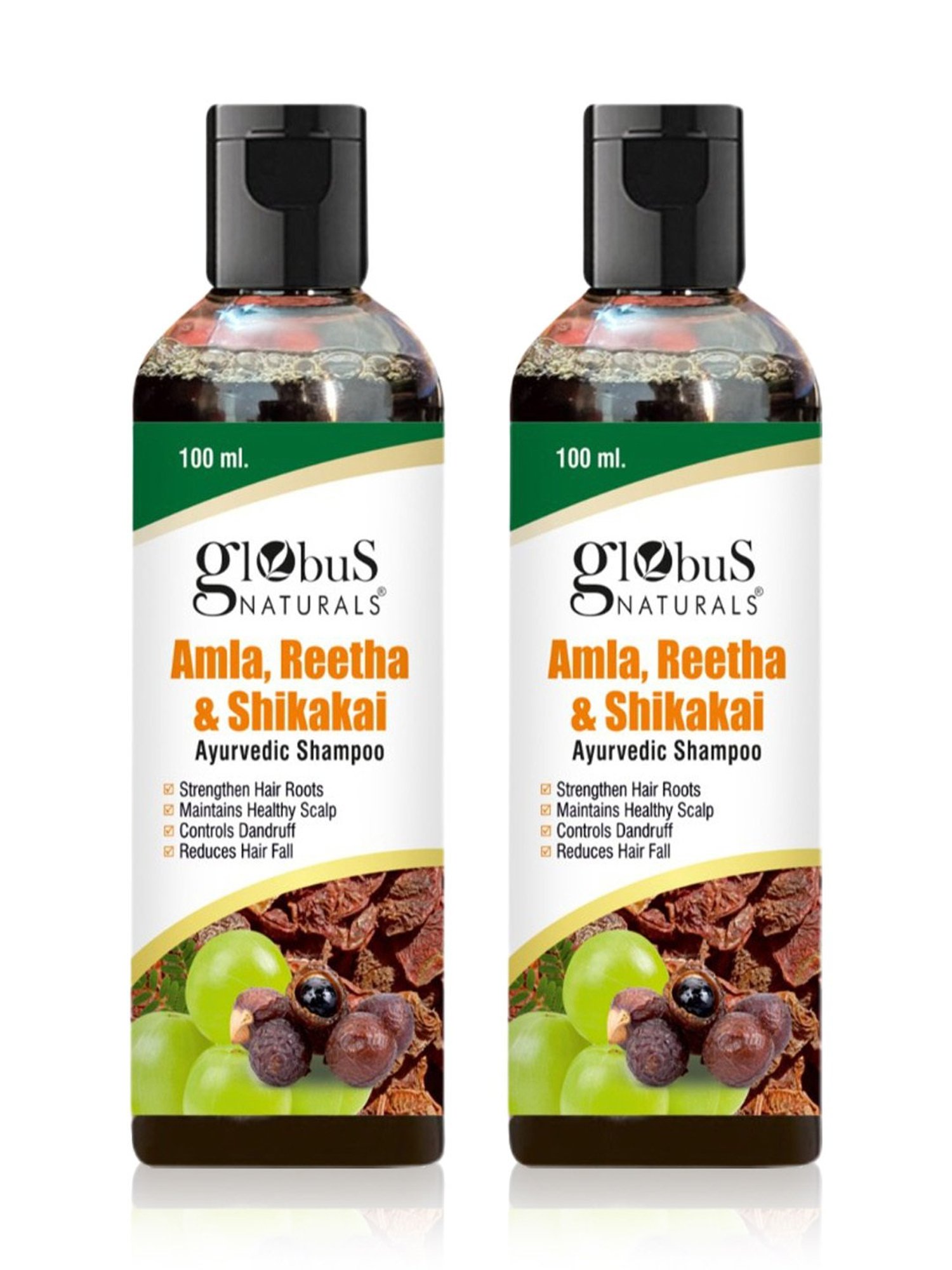 Globus Naturals Amla, Reetha & Shikakai Ayurvedic Shampoo - Pack of 2