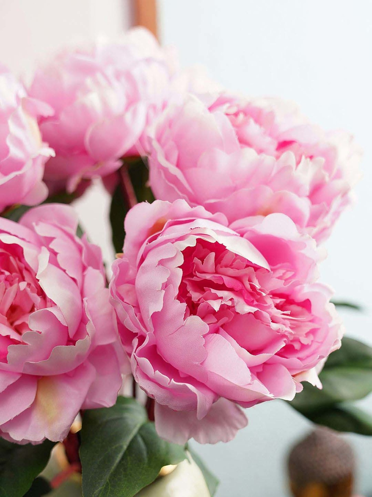 Pure Home and Living Light Pink Plastic Artificial Peony Flower Stem