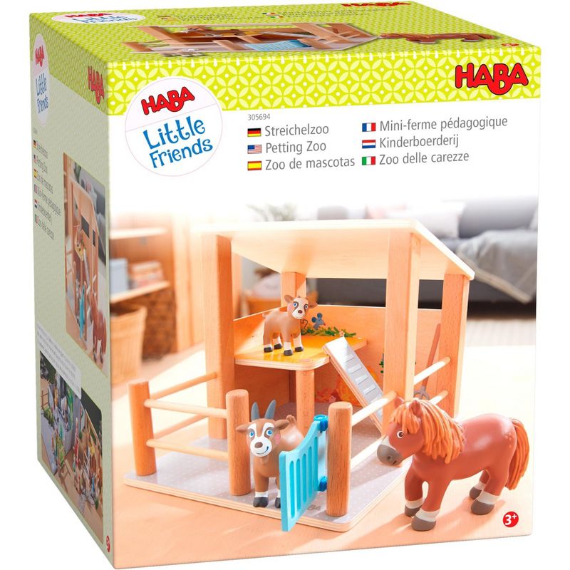 HABA Little Friends Petting Zoo with 3 Exclusive Farm Animal Figures