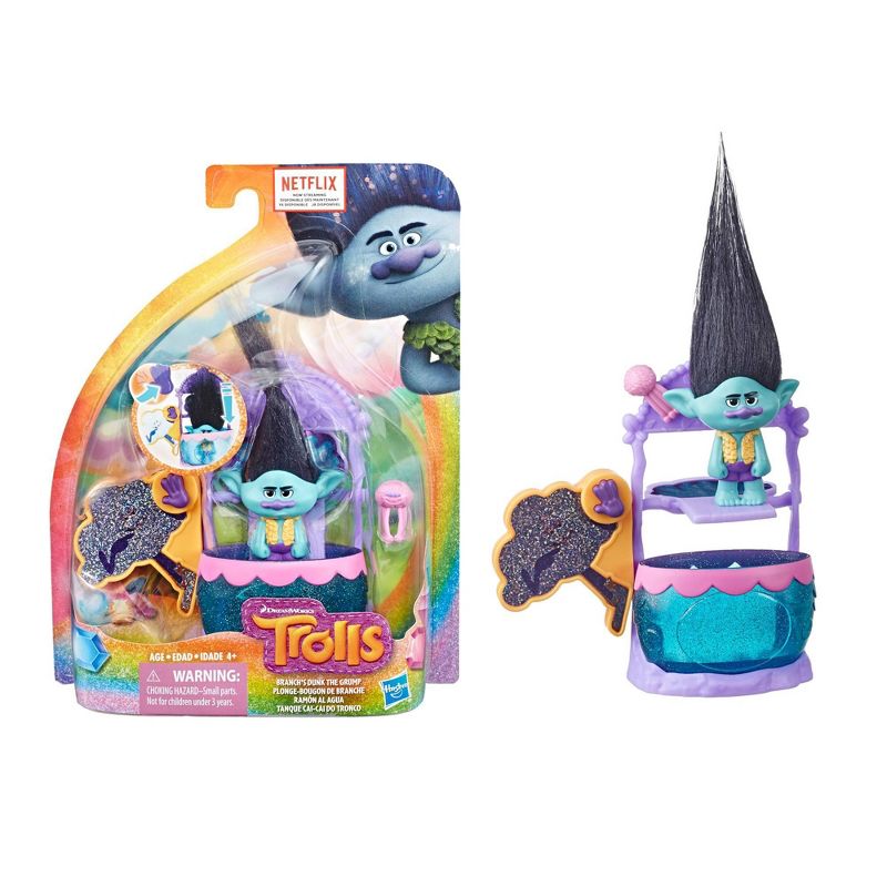 DreamWorks Trolls Branch's Dunk the Grump - Dunk Tank Playset with Figure and Critter