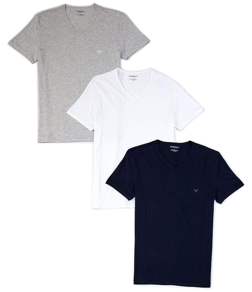 Emporio Armani Pure Cotton V-Neck T-shirts 3-Pack