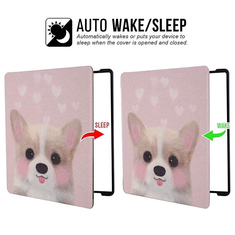 Water-Safe Case for All New K i n d l e O a s i s 7 inch case 2019/2017 Release- PU Leather Smart Cover with Auto Wake/Sleep Cover (Pets)