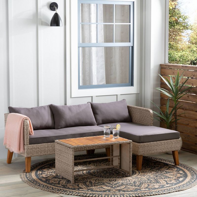 Chloe 3pc Rattan Outdoor Sectional Seating Set - Brookside Home