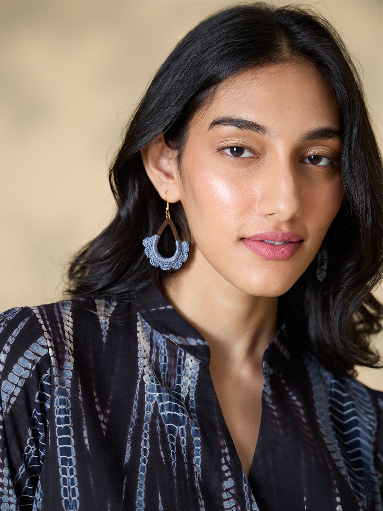 Okhai Black Cotton Tie-Dye Straight Kurta