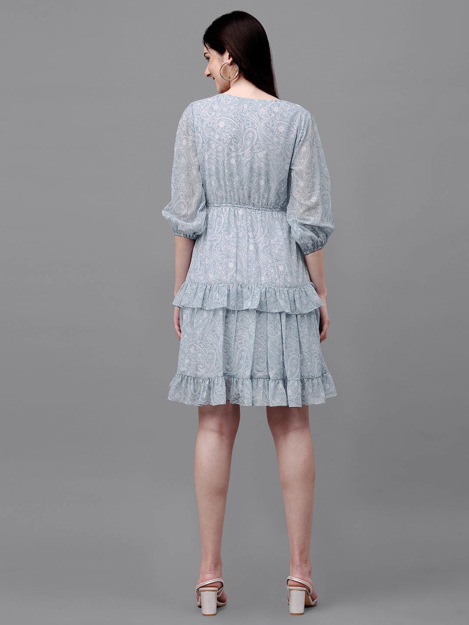 MASAKALI.CO Grey Printed A Line Dress