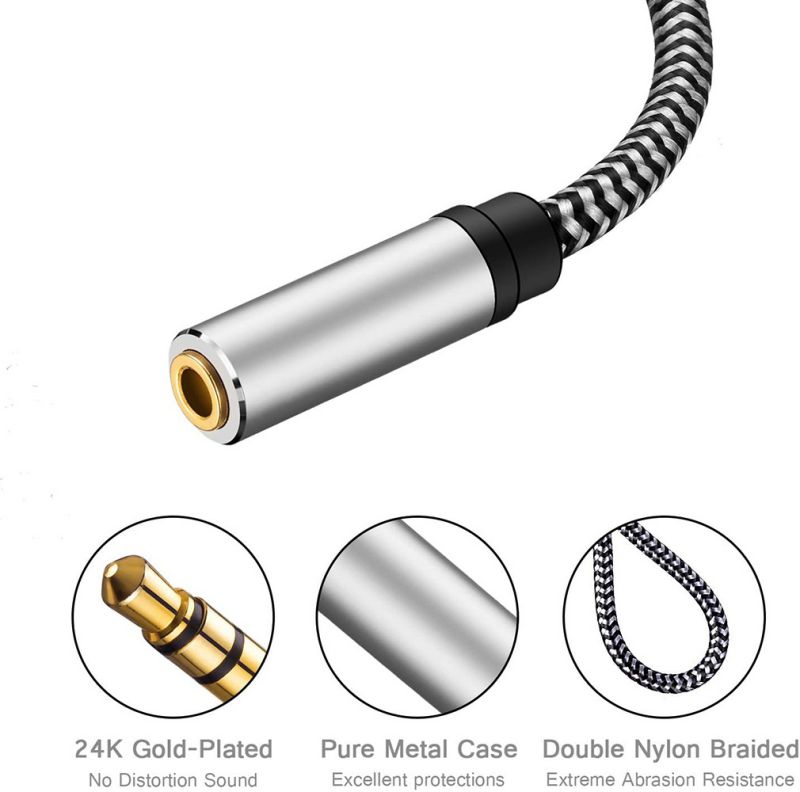 SatelliteSale 3.5mm Male to Female Nylon Audio Stereo Cable 10 Feet