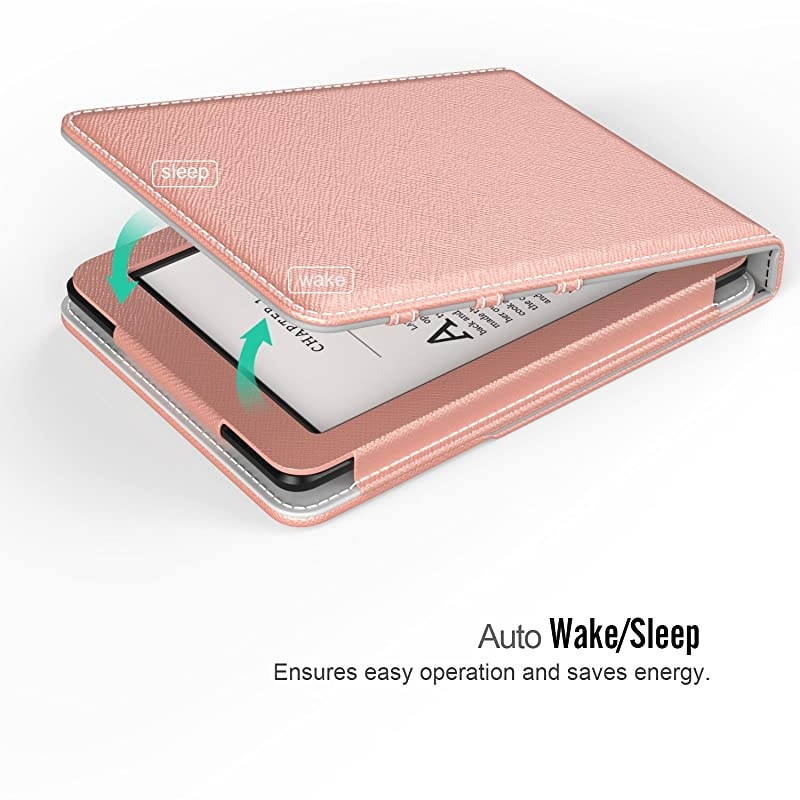Case Fits Kindle Paperwhite (10th Generation, 2018 Releases), Premium Vertical Flip Cover with Auto Wake/Sleep Compatible for  Kindle Paperwhite 2018 E-Reader - Rose Gold