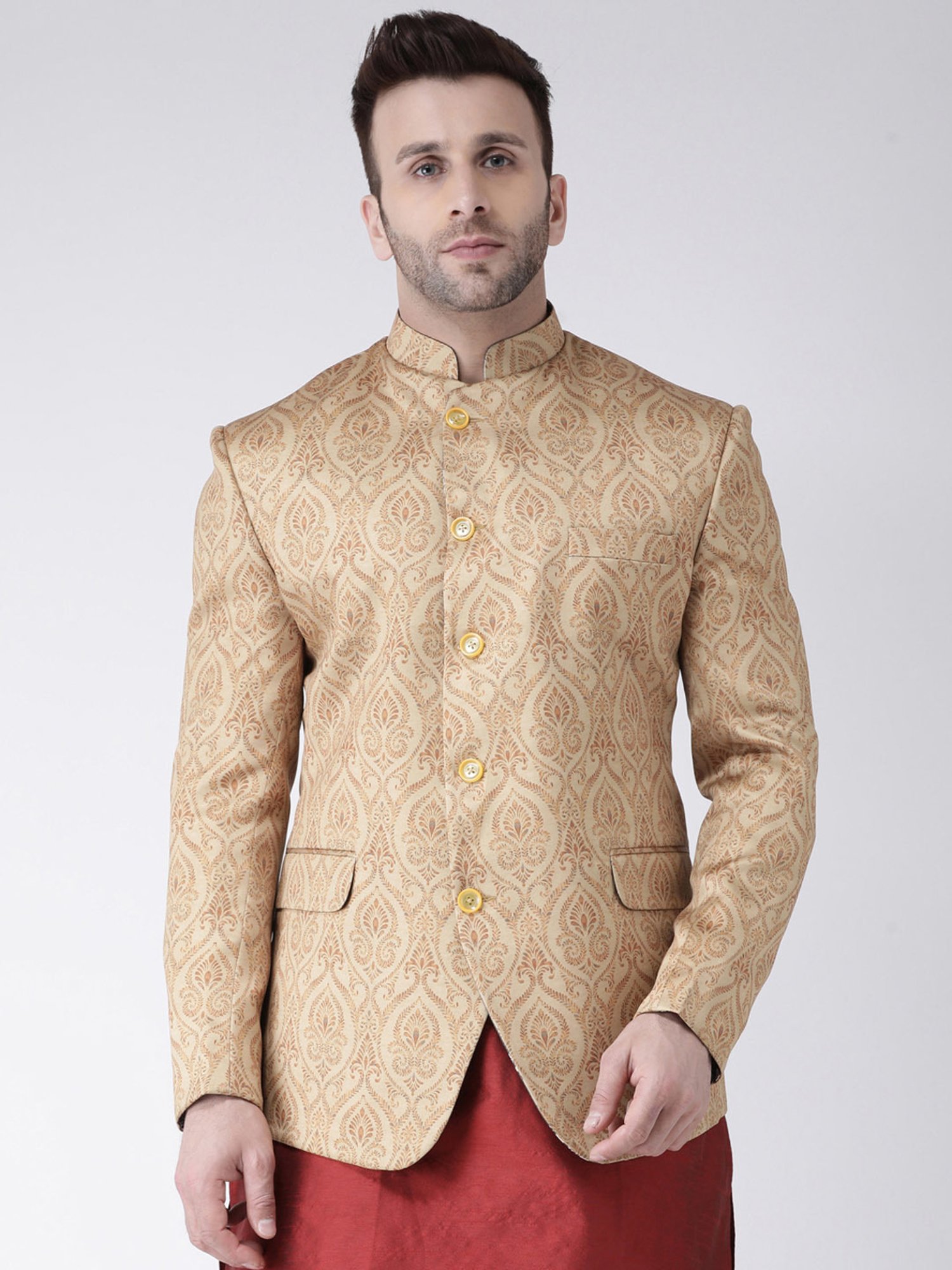 Hangup Cream Regular Fit Ethnic Blazer