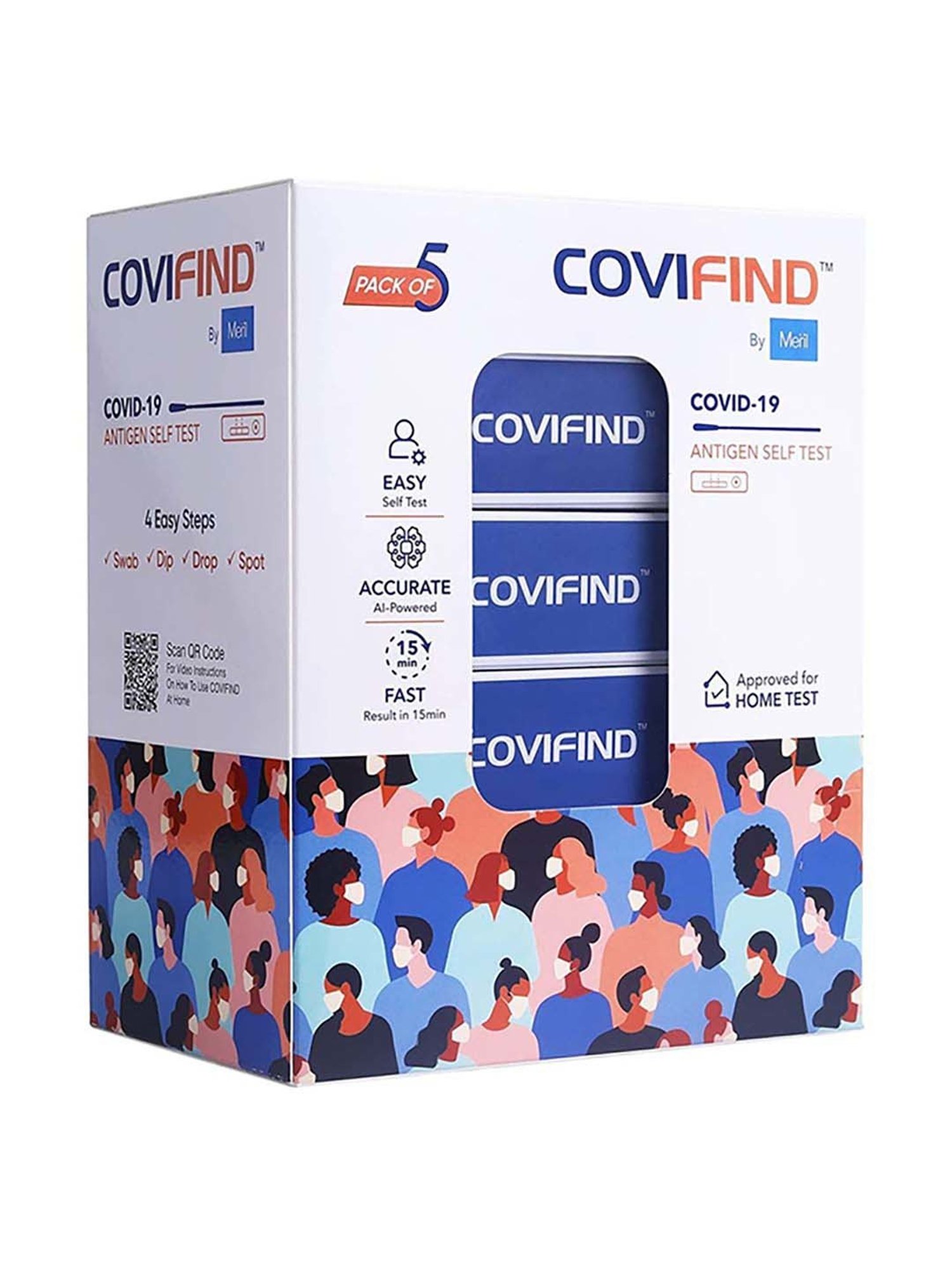 CoviFind Covid19 Rapid Antigen and Covid Test Kit ICMR Approved - Pack of 5