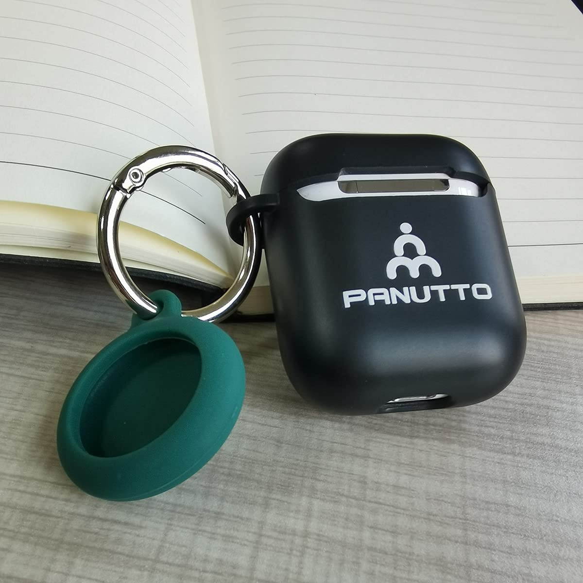 Panutto for Air Tag Location Tracker Protective Cover Case Short O Ring Round Carabiner Snap Clip Open Face Keychain Accessories (Dark Green)