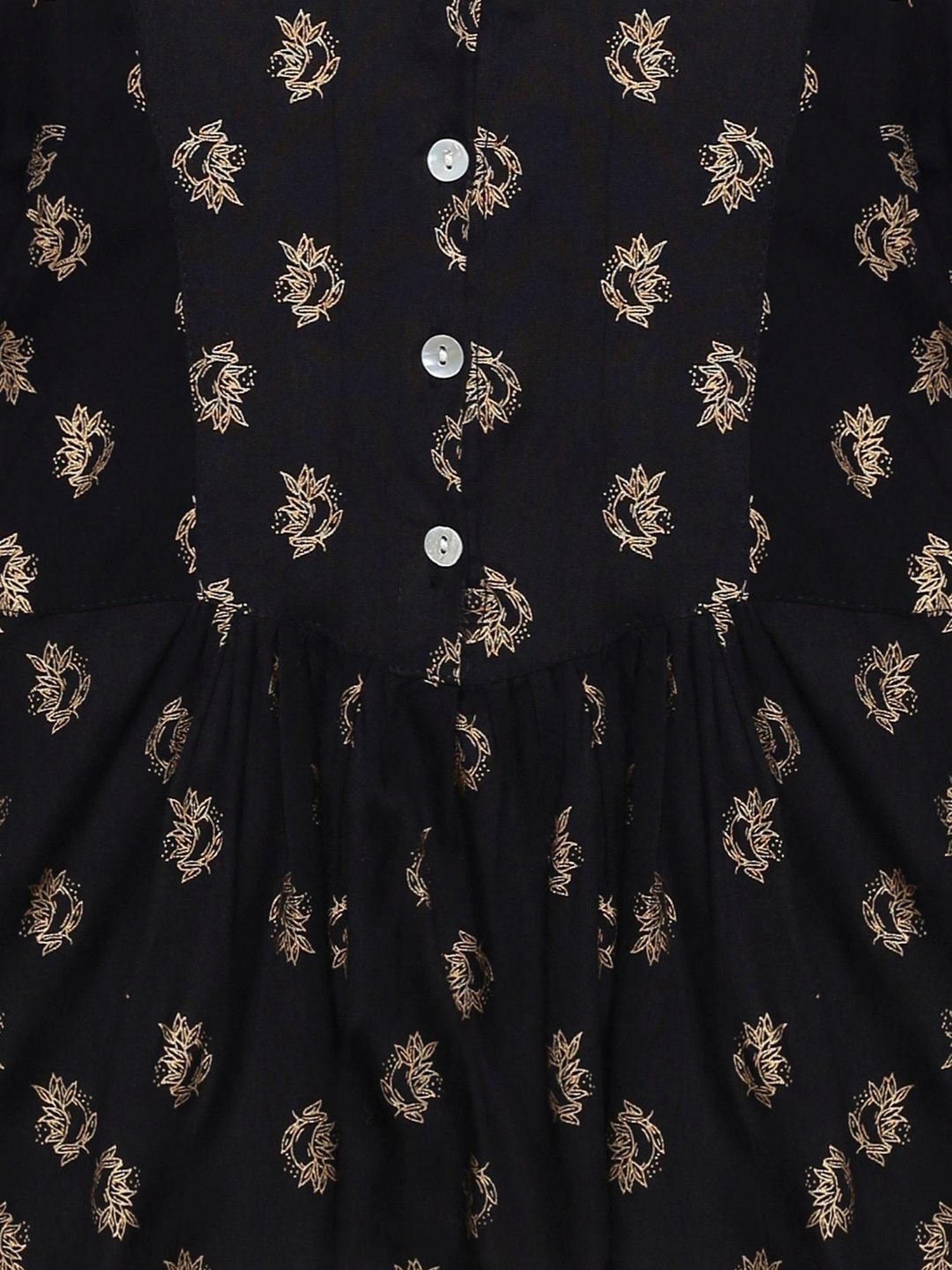 Kiddopanti Kids Black Printed Full Sleeves Kurti