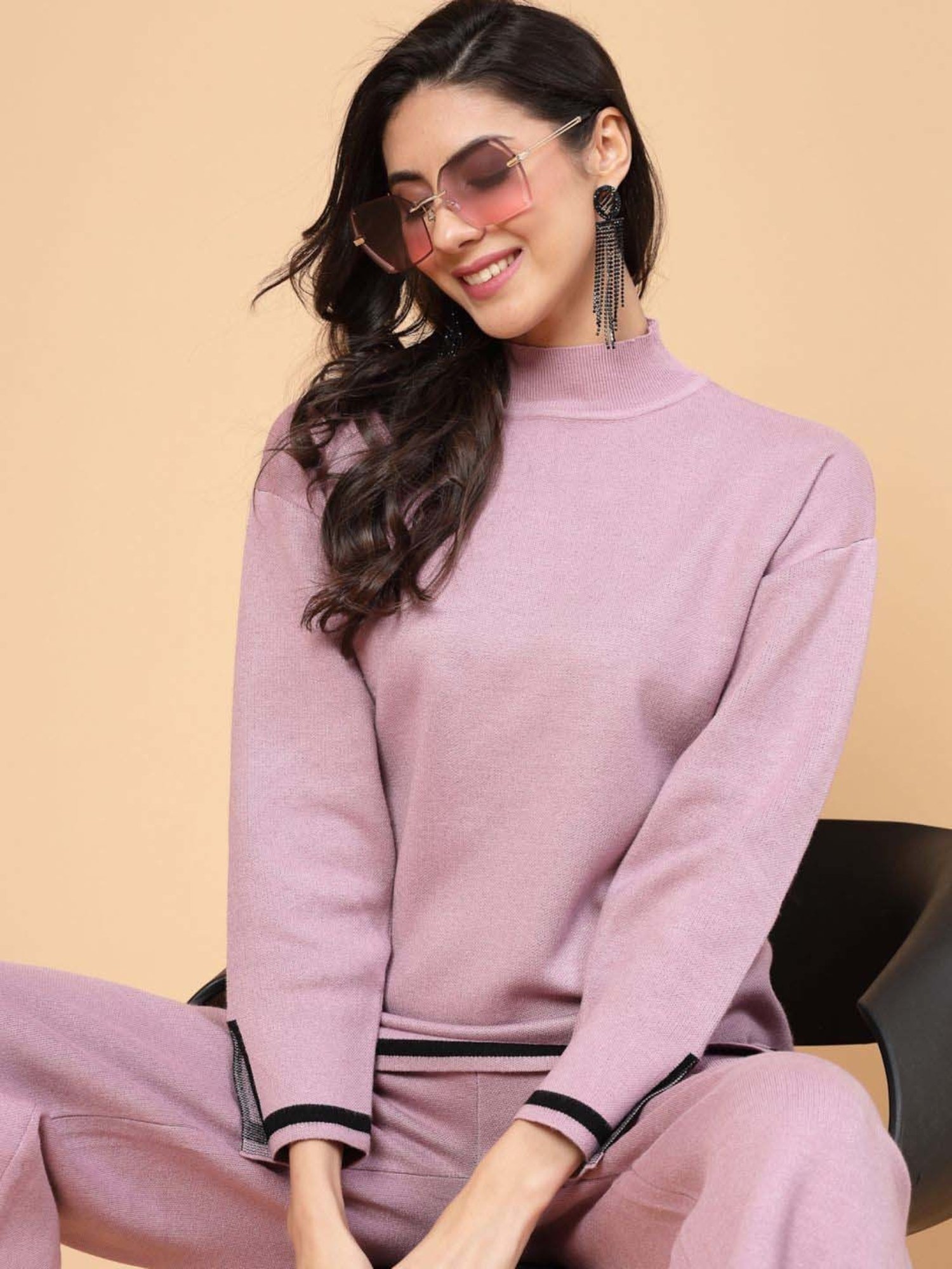 Mafadeny Lilac Plain Top Pants Set