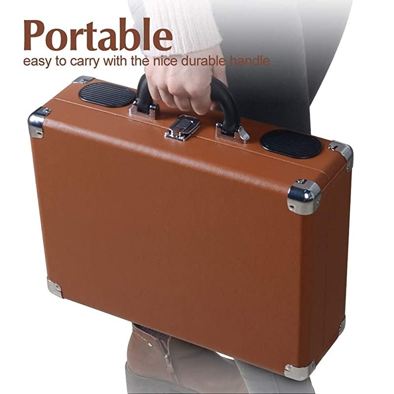 Portable Suitcase Turntable with Stereo Speaker3 Speeds BeltDrive Vinyl Record Player Black