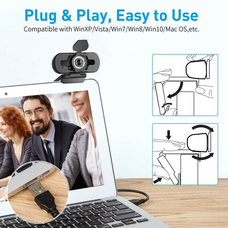 HD Webcam USB Computer Web Camera For PC Laptop Desktop Video Cam W/ Microphone