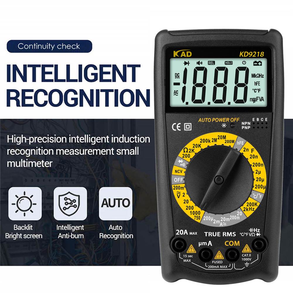 Digital Multimeter with Test Pencil Portable LCD Display Multimeter AC/DC Voltage Tester Voltmeter Ammeter