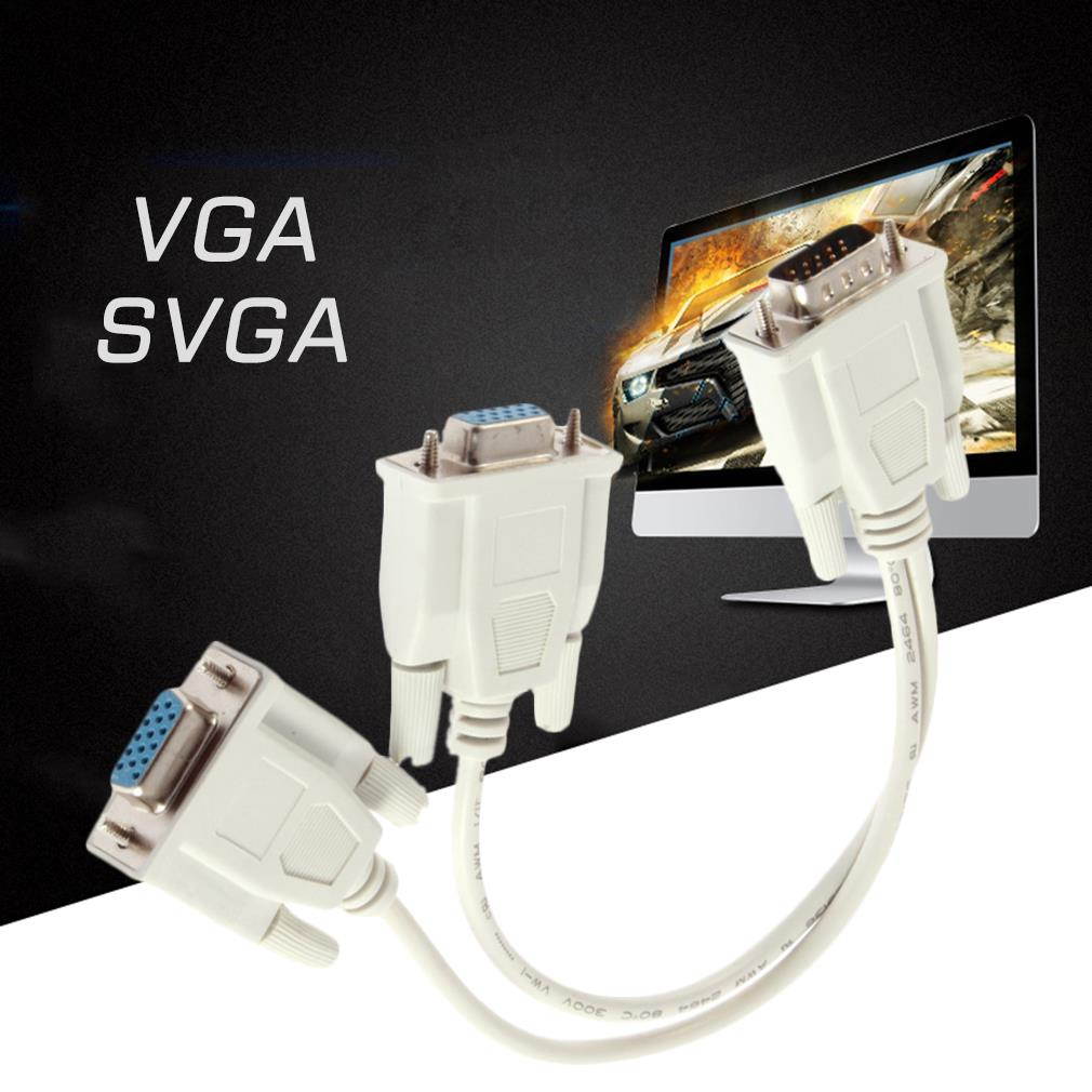 1 PC to 2 Way VGA SVGA Monitor Dual Video Graphic LCD TFT Y Splitter Cable Lead