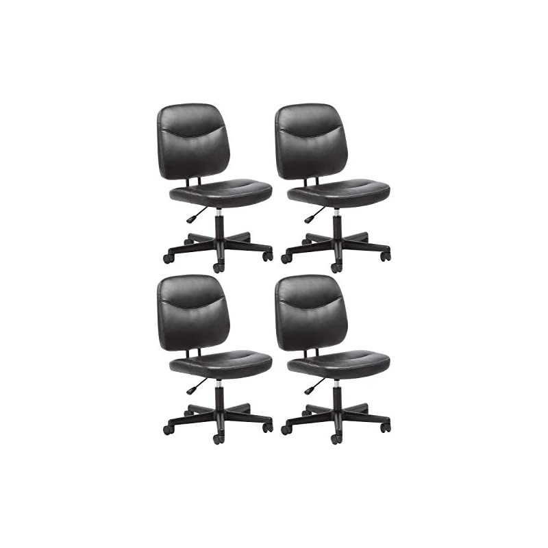 Leather Task Chair - Ergonomic Adjustable Office Chair, Black (ESS-6005) Pack of 4