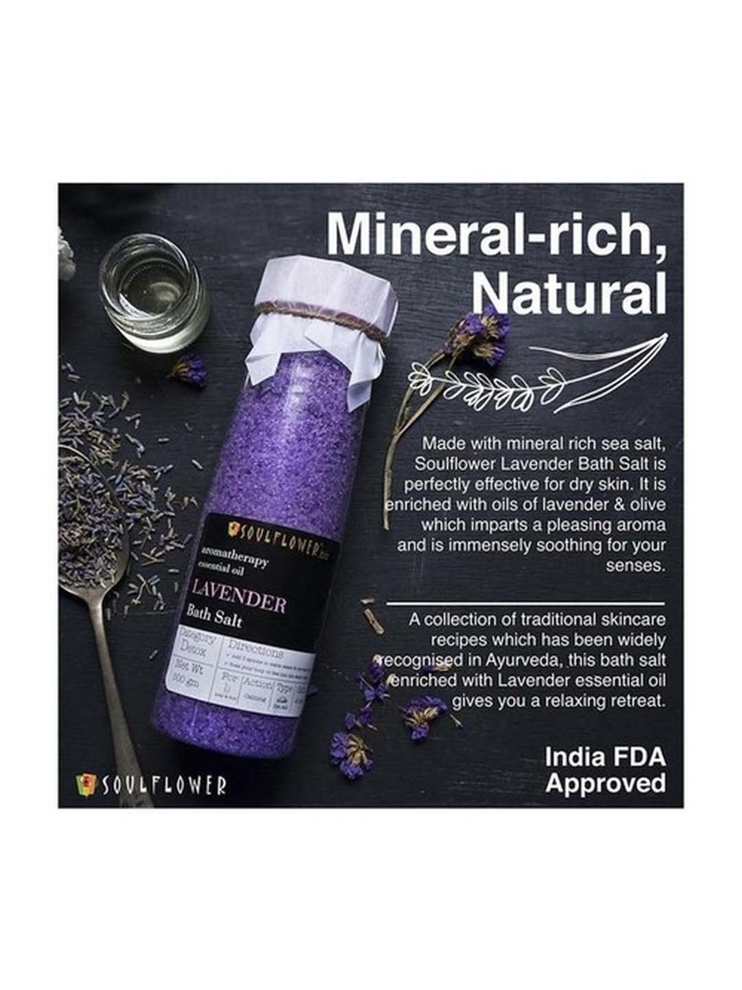 Soulflower Lavender Aroma Bath Salt - 500 gm