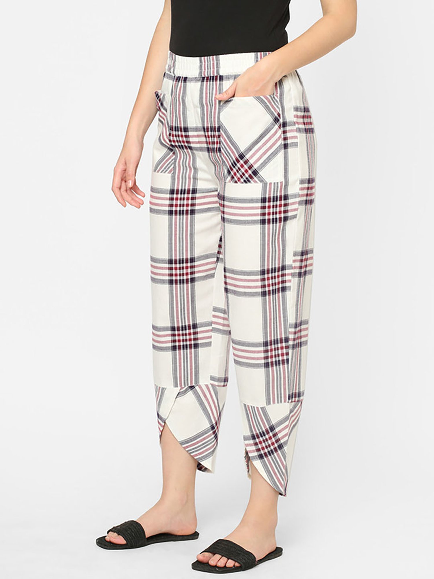 Mystere Paris Multicolor Cotton Checks Lounge Pants