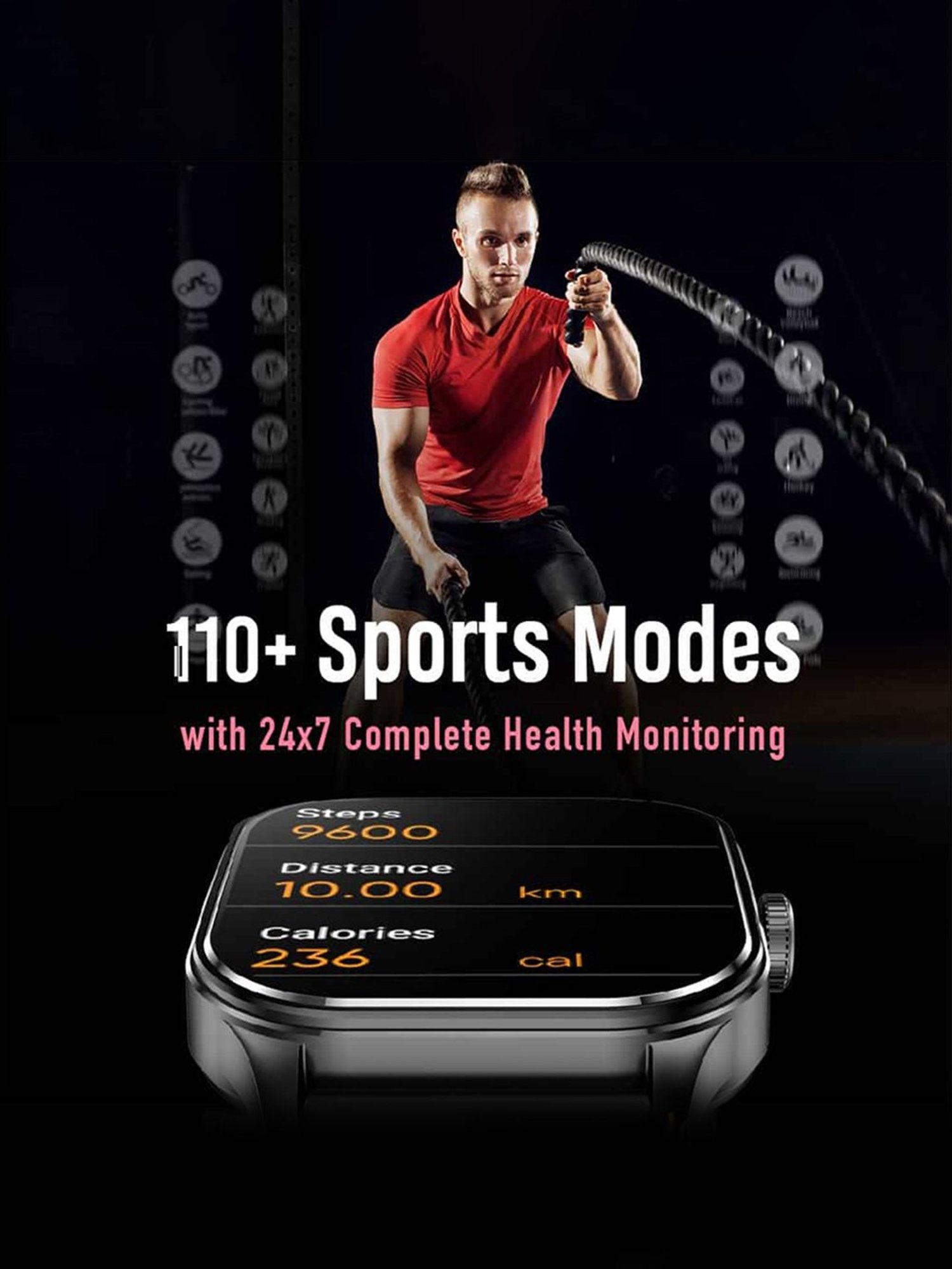 Fastrack Reflex Power BT Calling Smartwatch with 1.96 inch Super AMOLED Arched Display (Blue)