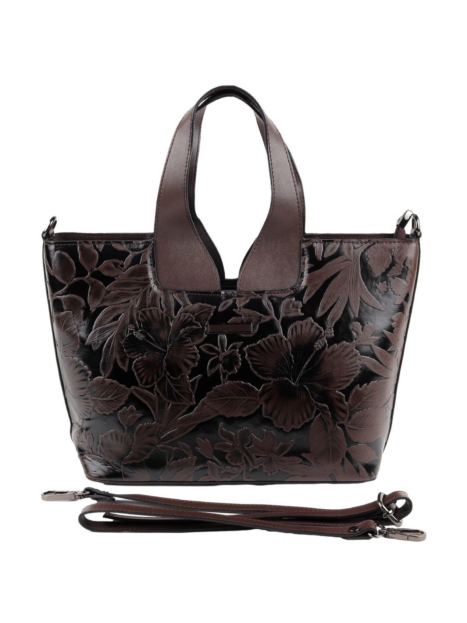 Odette Brown Floral Tote Handbag
