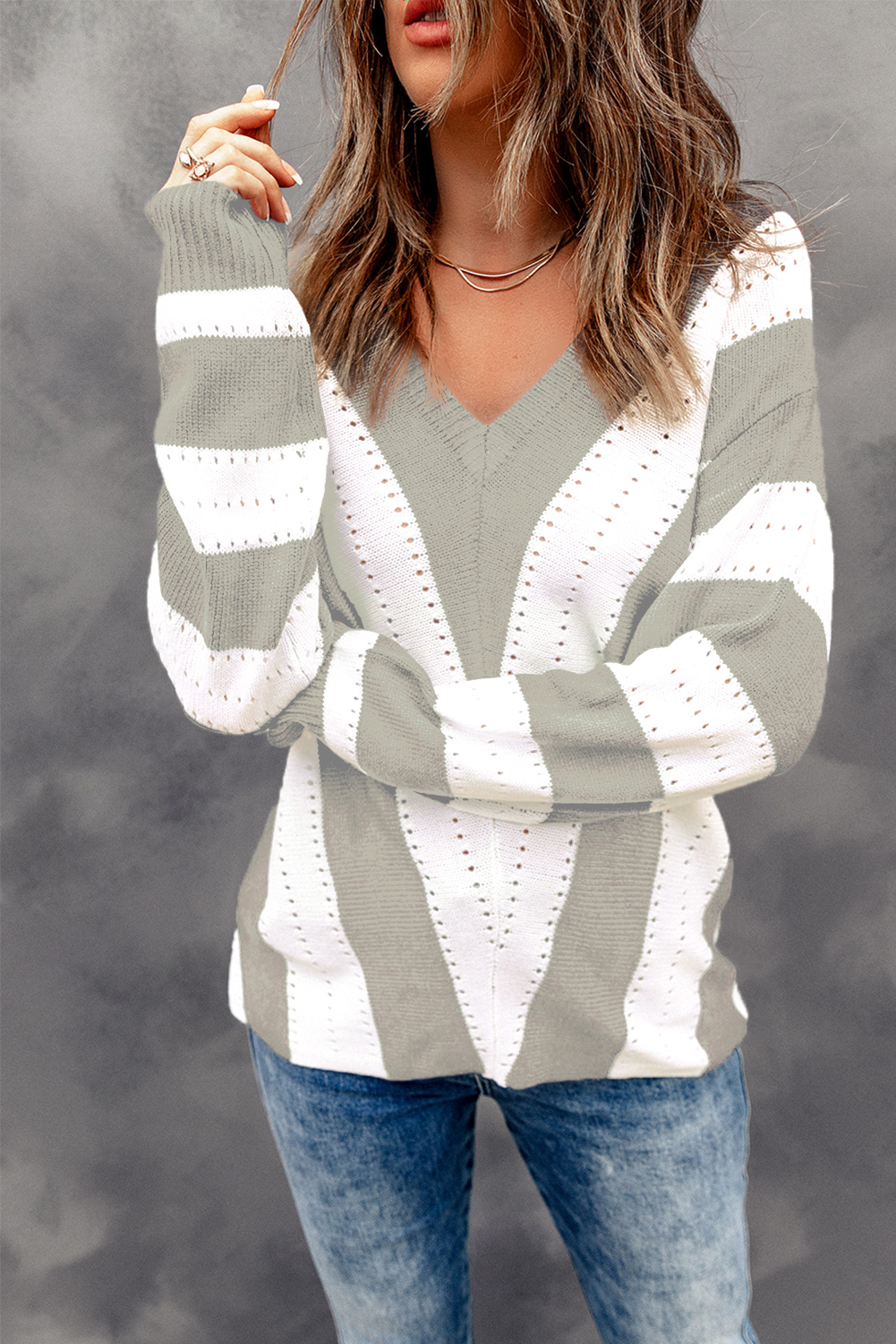 Yellow Drop Shoulder Henley Pullover Sweater With Slits