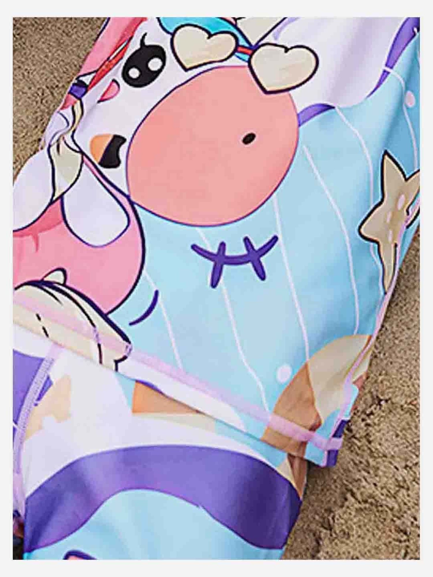 Little Surprise Box Kids Purple & Peach Flamingo Float Unicorn Printed Swimsuit