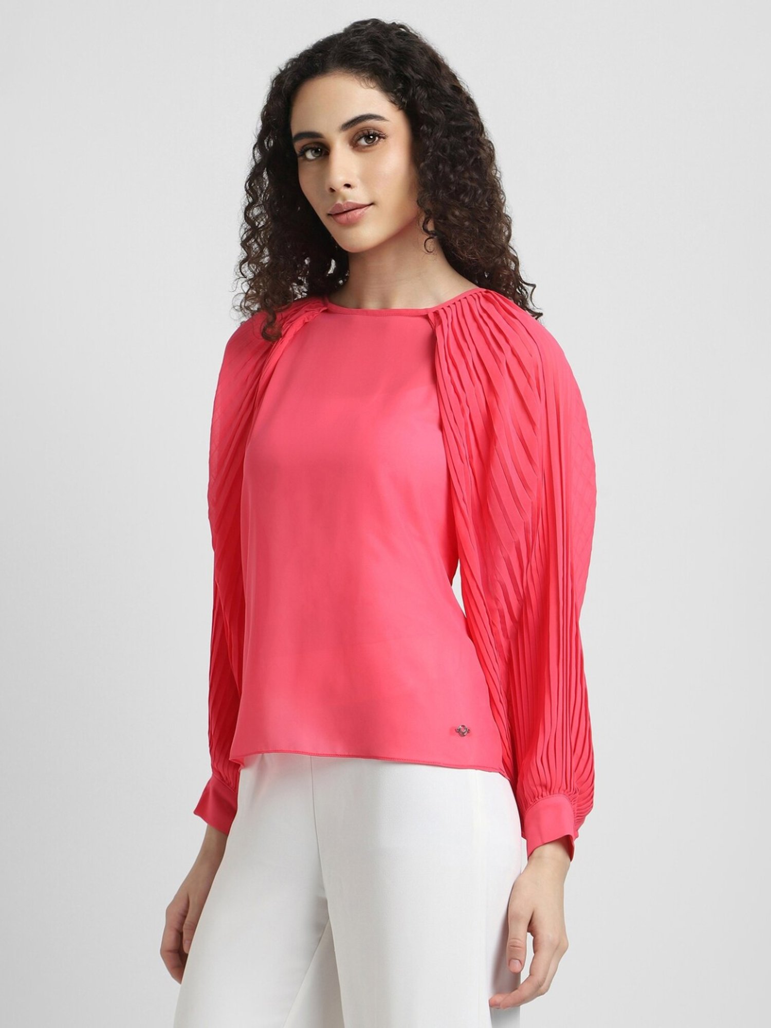 Allen Solly Pink Pleated Top