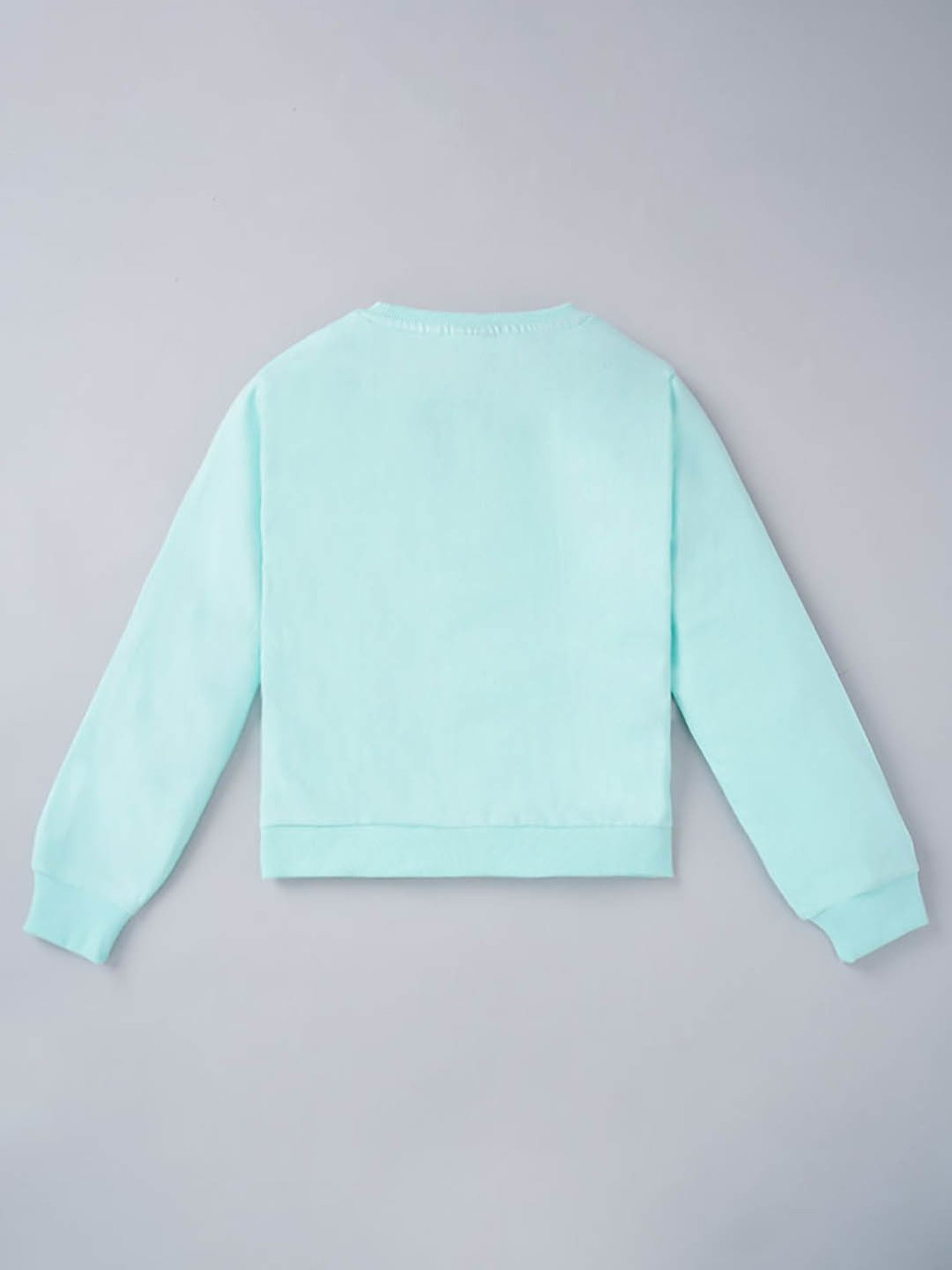 Ed-a-Mamma Kids Aqua Blue Printed Full Sleeves Sweatshirt