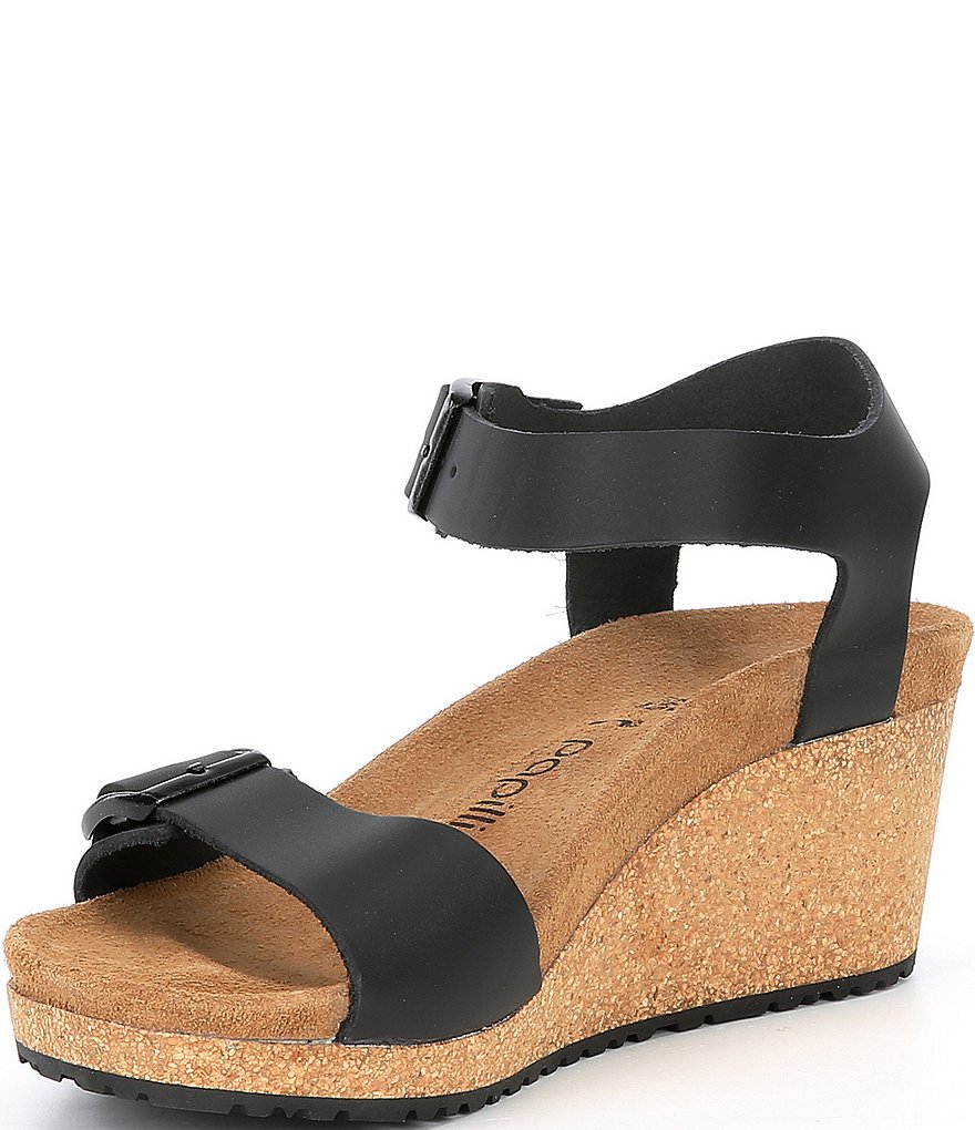 Papillio by Birkenstock Soley Leather & Cork Ankle Strap Wedges