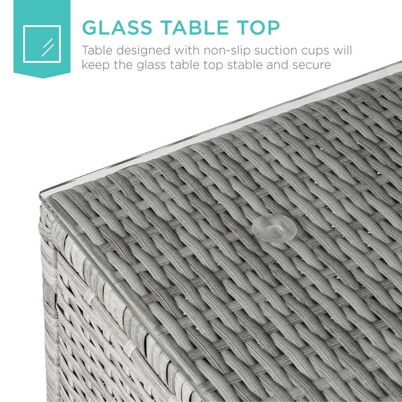 Best Choice Products 5-Piece Modular Outdoor Conversational Furniture Set, Wicker Sectional Sofa w/ Table - Gray/Navy