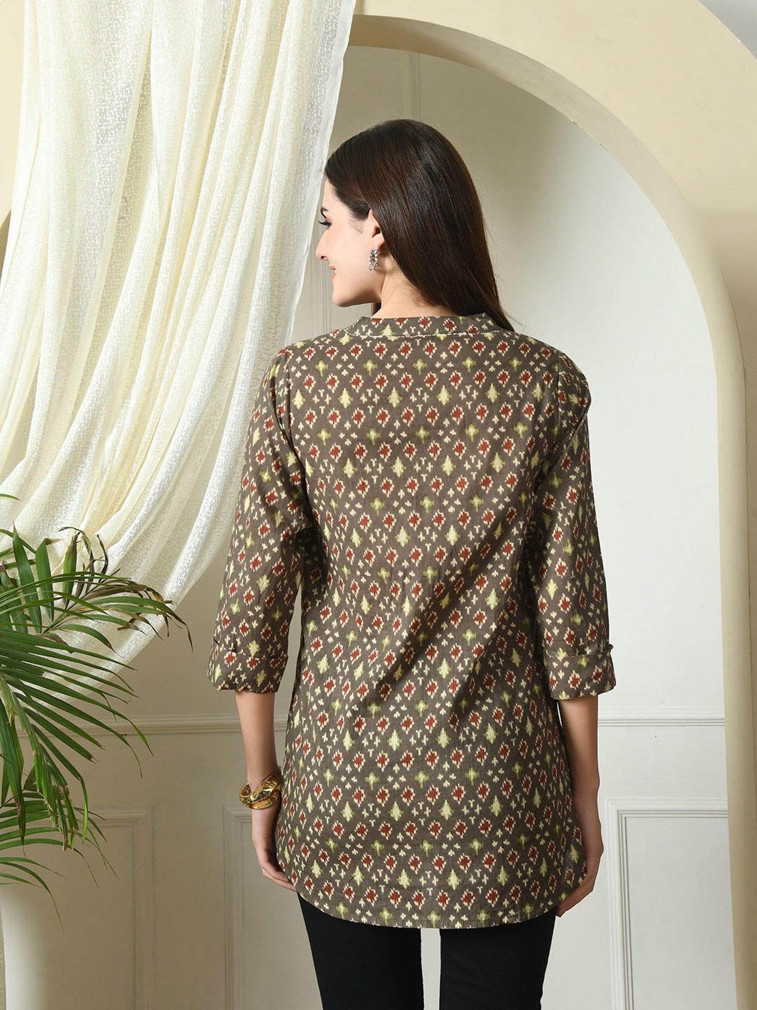 DECKEDUP Grey Cotton Printed Tunic