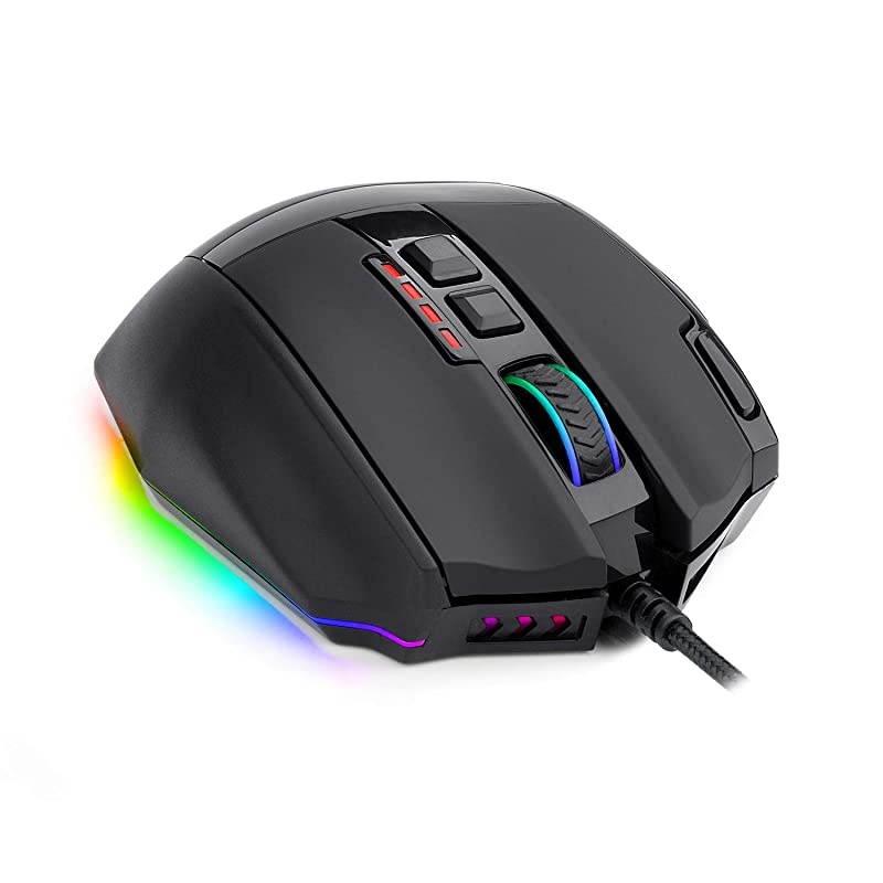 M801 Gaming Mouse RGB MMO 9 Programmable Buttons Mouse with Macro Recording Rapid Fire Button 16000 DPI for Windows PC (Wired, Black)