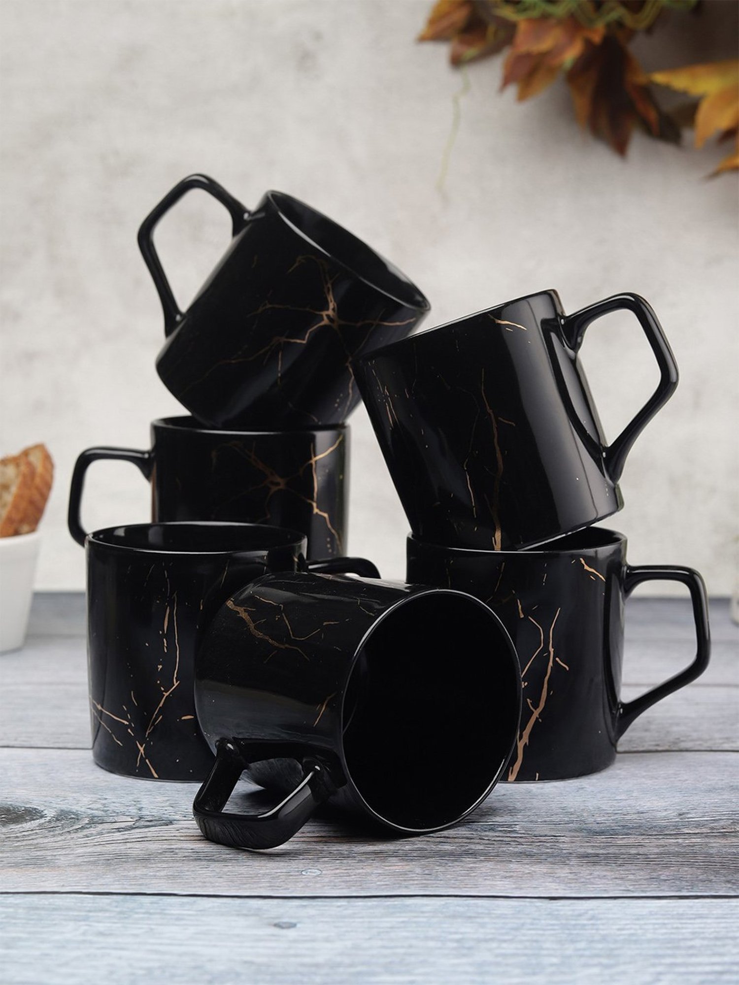 Clay Craft Multicolor Fine Ceramic Coffee Mugs Set of 6 - 210 ml each