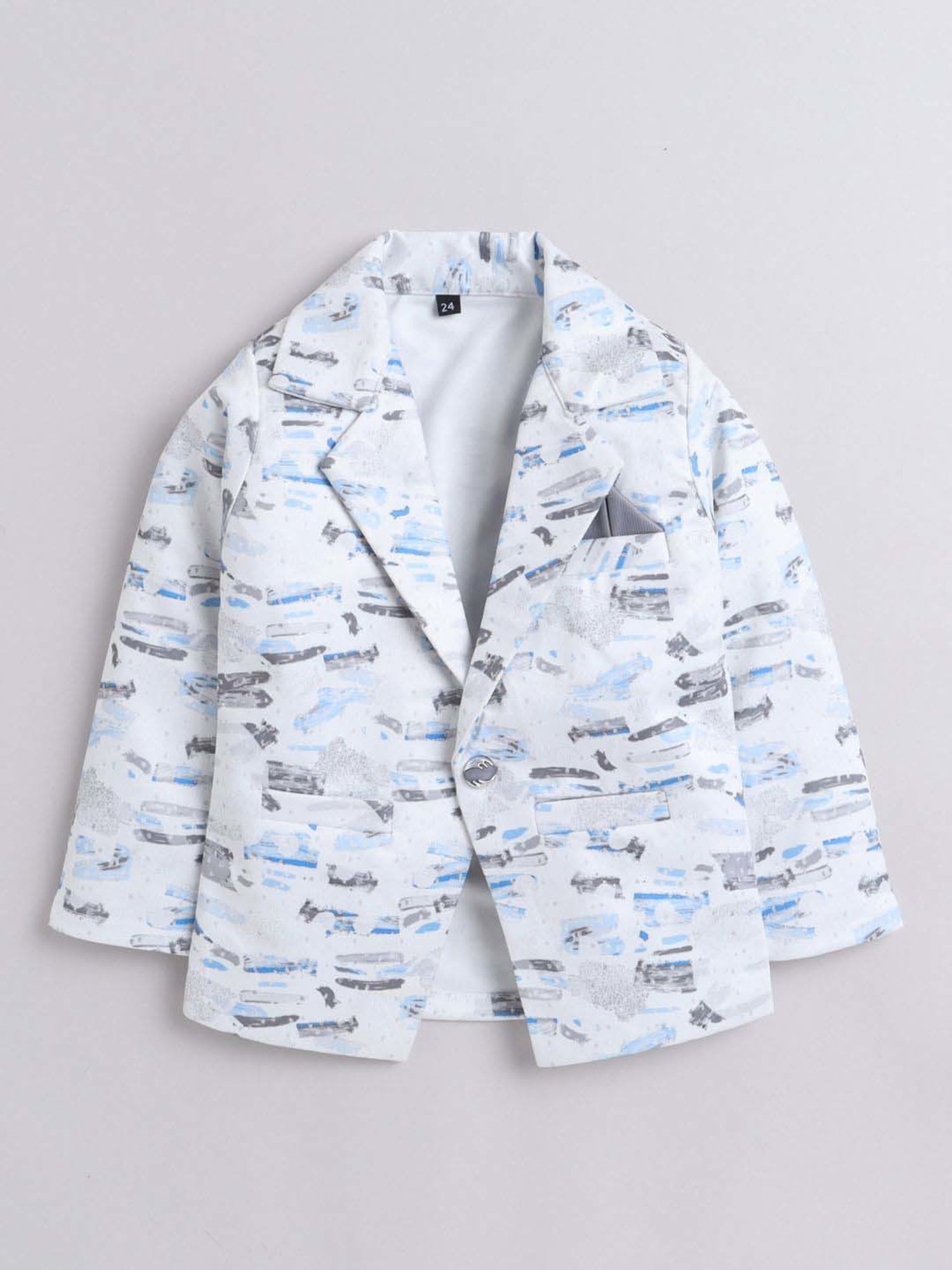 Fourfolds Boys Blue Graphic Full Sleeves Clothing Set