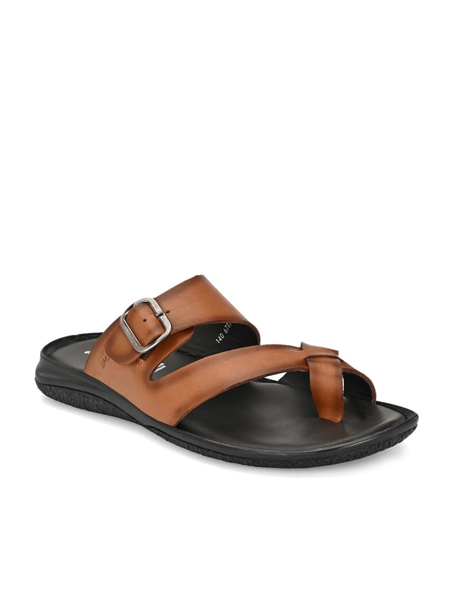 Hitz Men's Tan Cross Strap Sandals