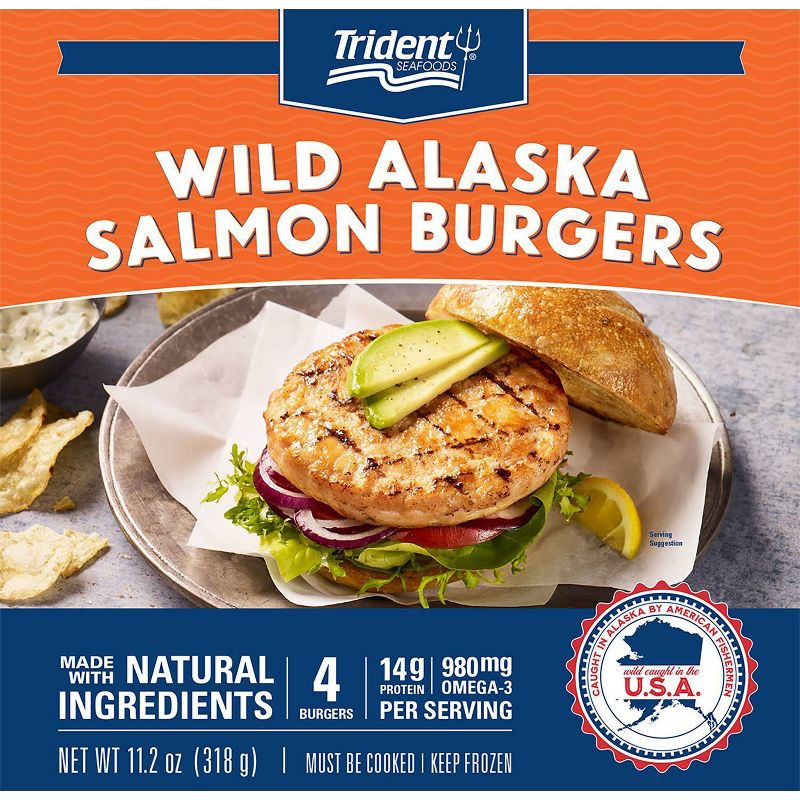 Trident Alaskan Salmon Burgers - Frozen - 11.2oz/4ct