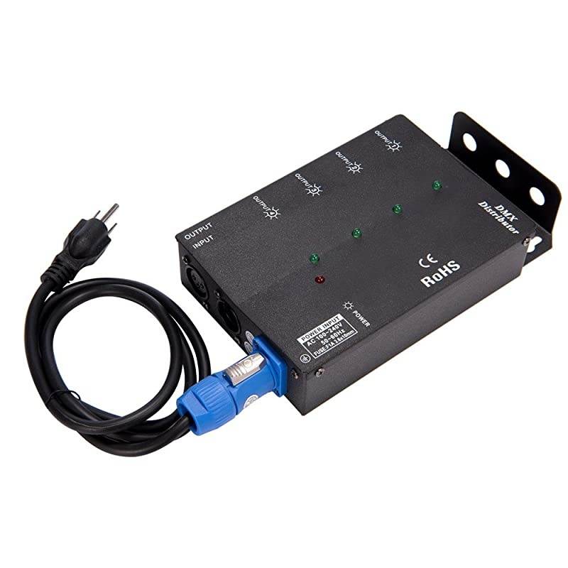 4 Way Isolated DMX Splitter Amplifier Distributor with 3-Pin Outputs