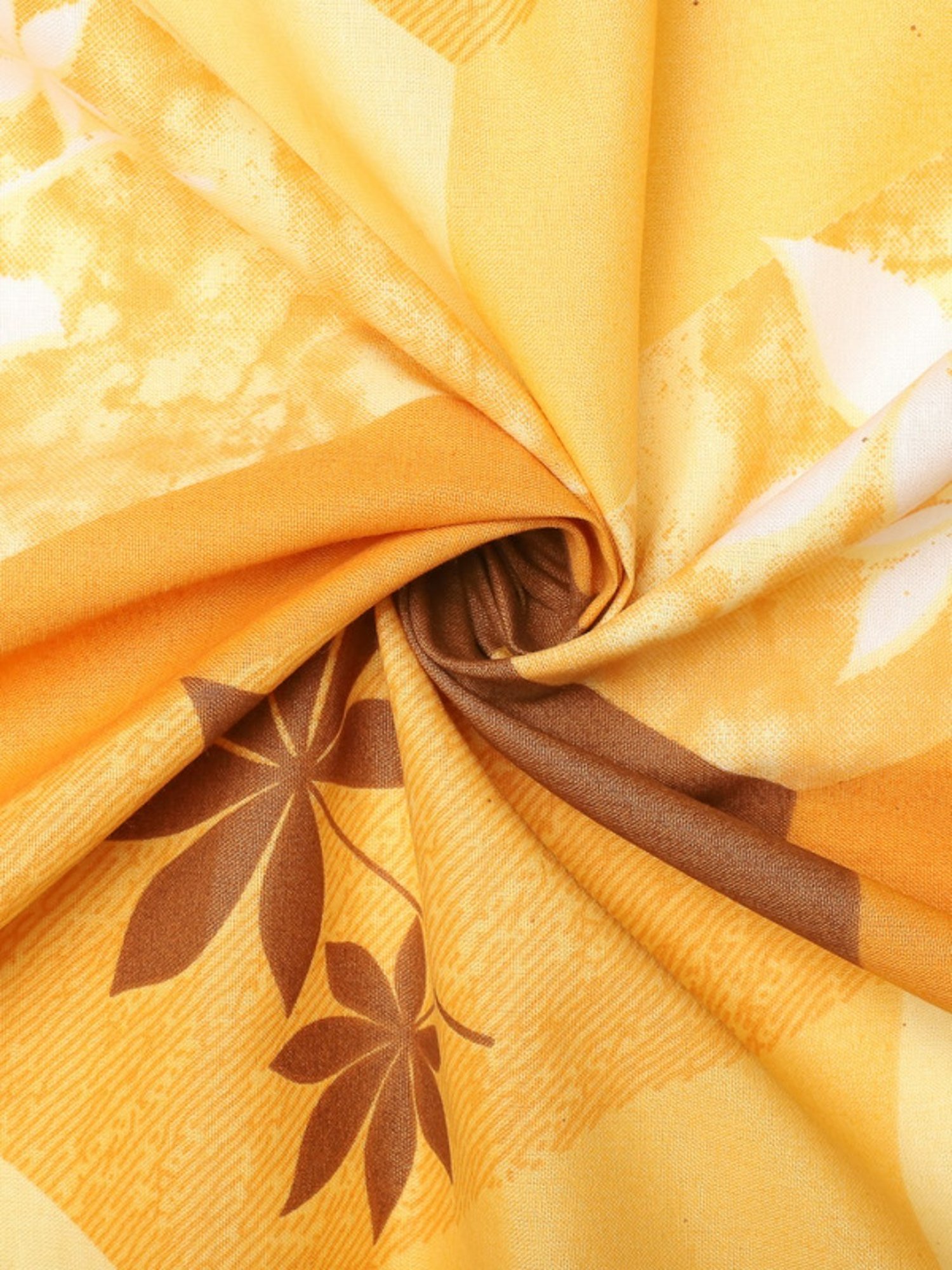 Dhrohar Printed Yellow & Brown Cotton 180 TC Double Bedsheet with 2 Pillow covers