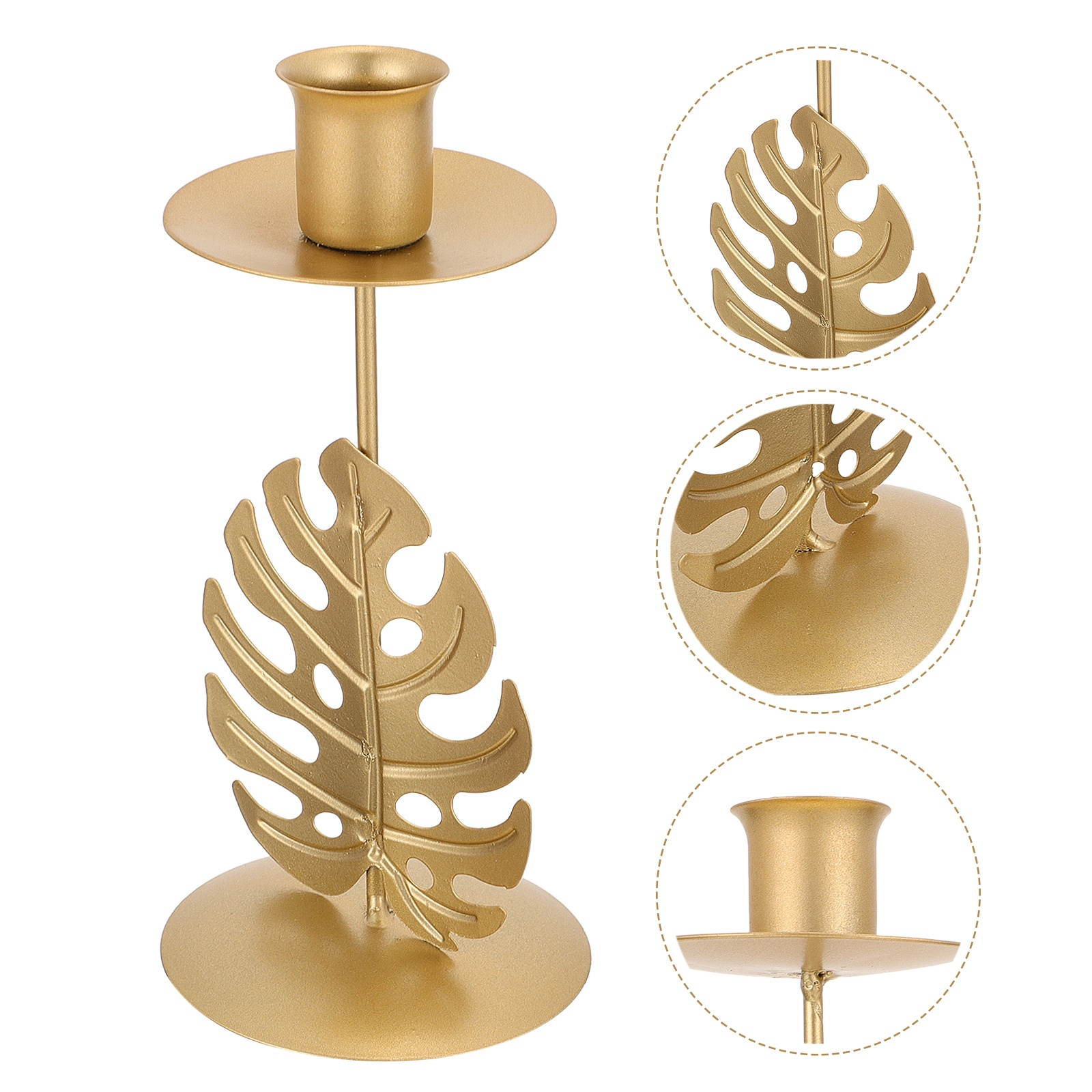 1Pc Hollowed Candle Stand Ironwork Candleholder Leaf Shaped Candleholder Romantic Candlestick for Decor Home