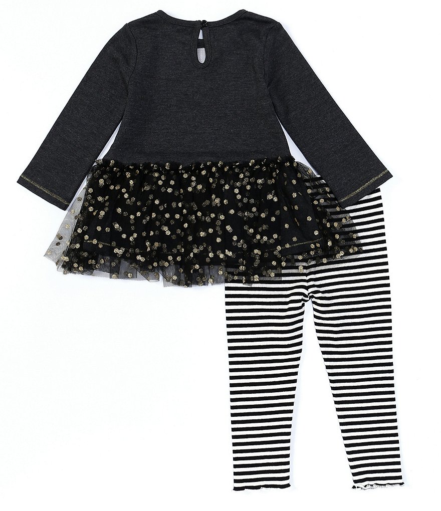 Mud Pie Baby Girls 12-18 Month Sequin Cat Tutu Tunic & Striped Legging Set
