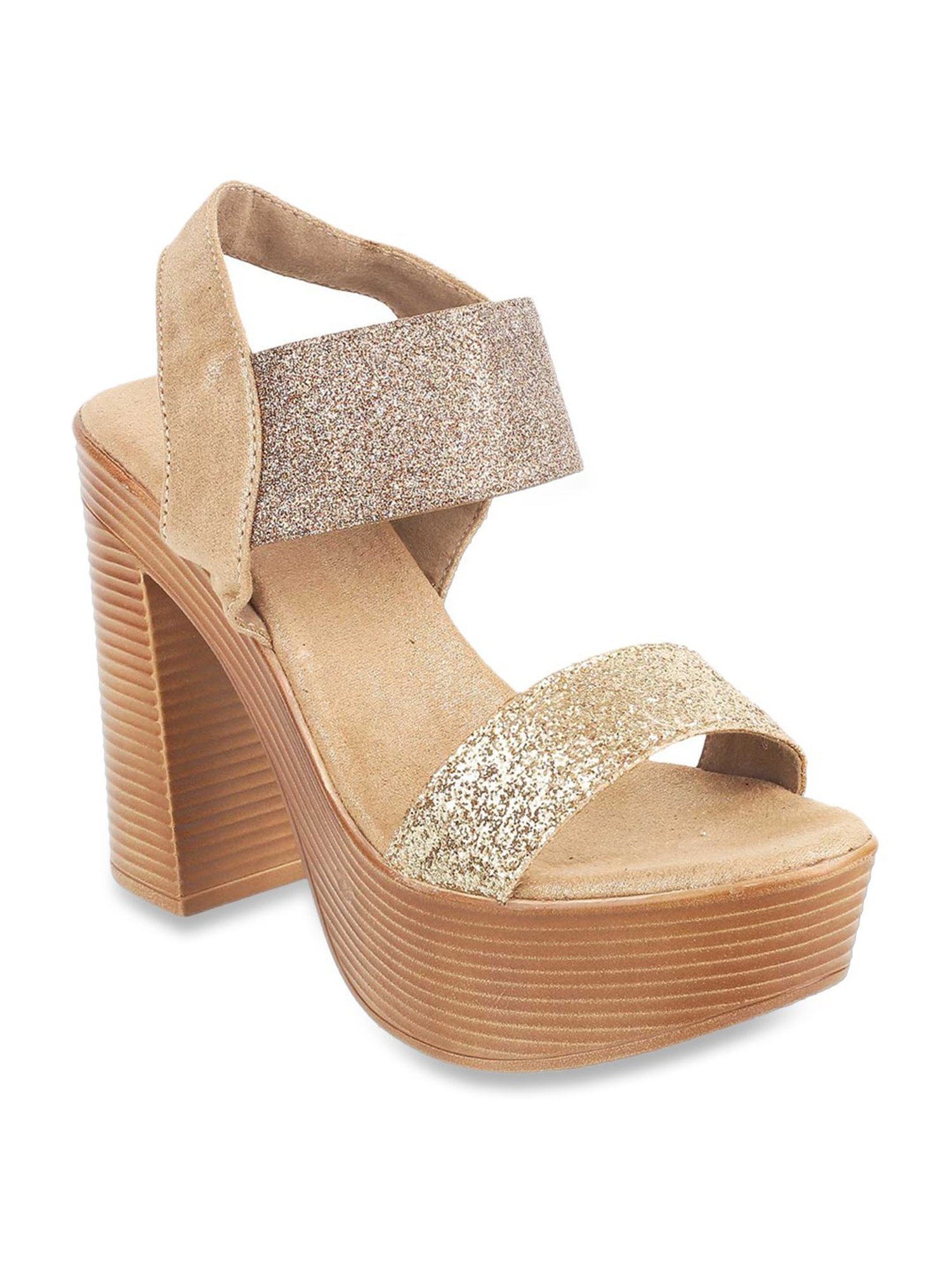 Mochi Women's Golden Ankle Strap Sandals