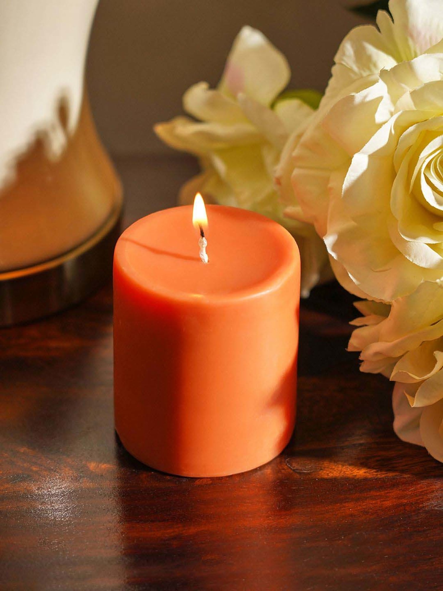 Pure Home and Living Orange Vanilla Medium Pillar Candle