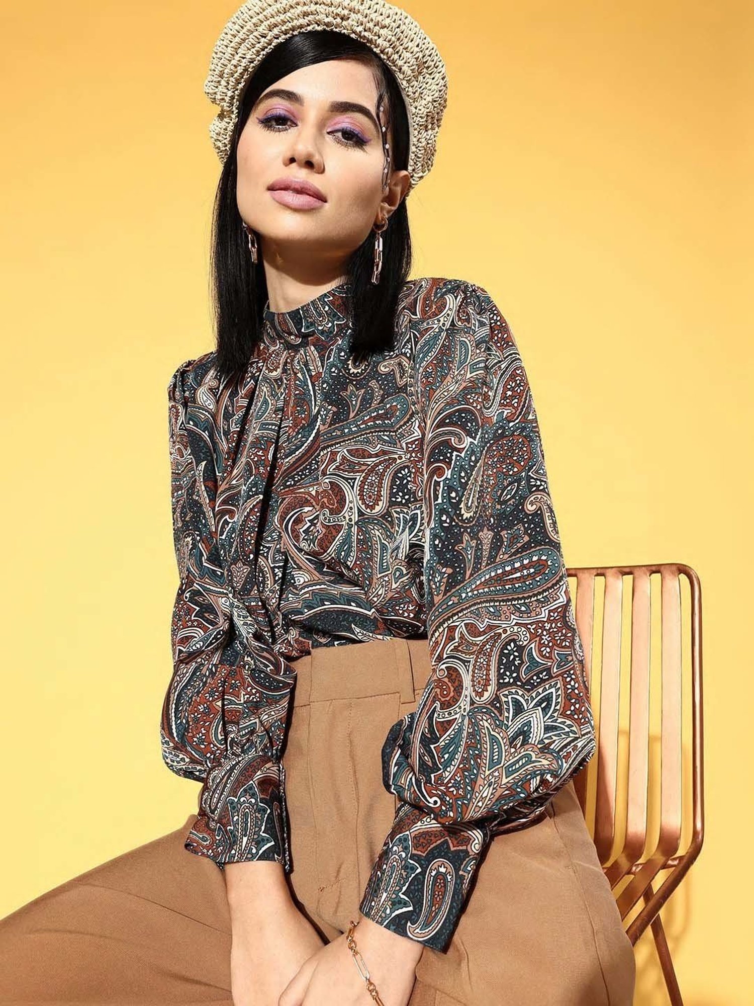 Melon by PlusS Black Printed Round Neck Top