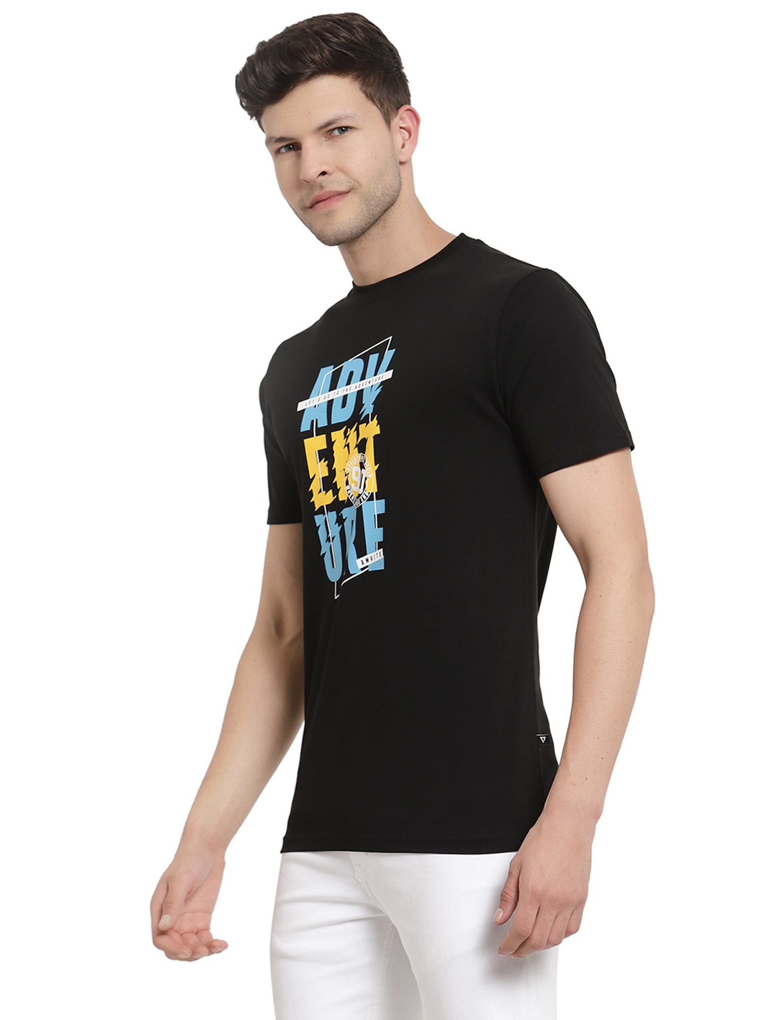 Proteens Black Printed Cotton T-Shirt