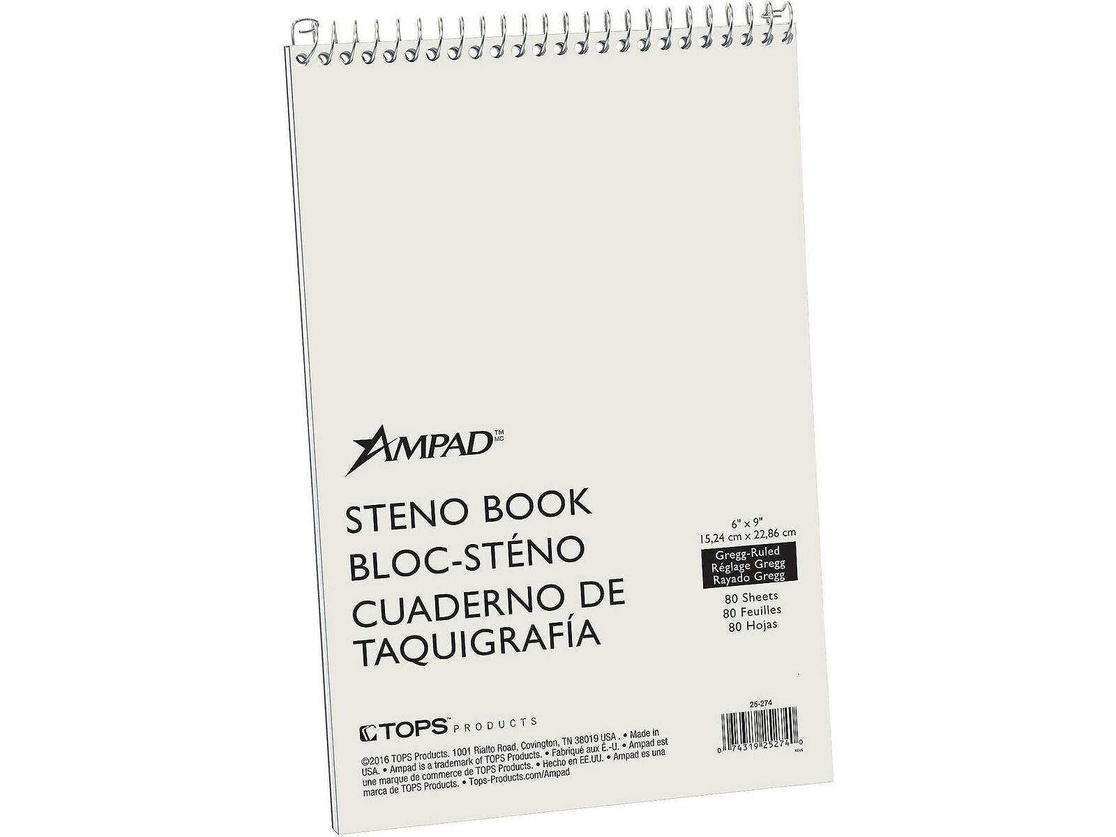 Ampad Steno Pad 6" x 9" Gregg Ruled White 532853