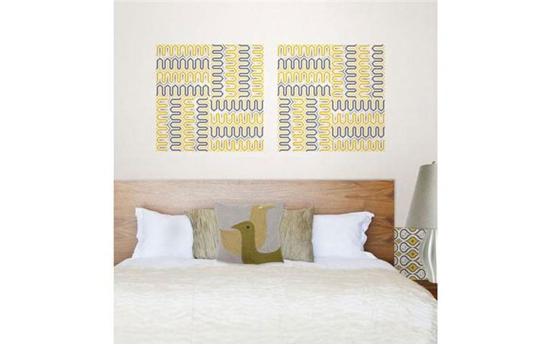Aztec Diamond Blox Square Yellow Geometric Wall Accents - Jonathan Adler..