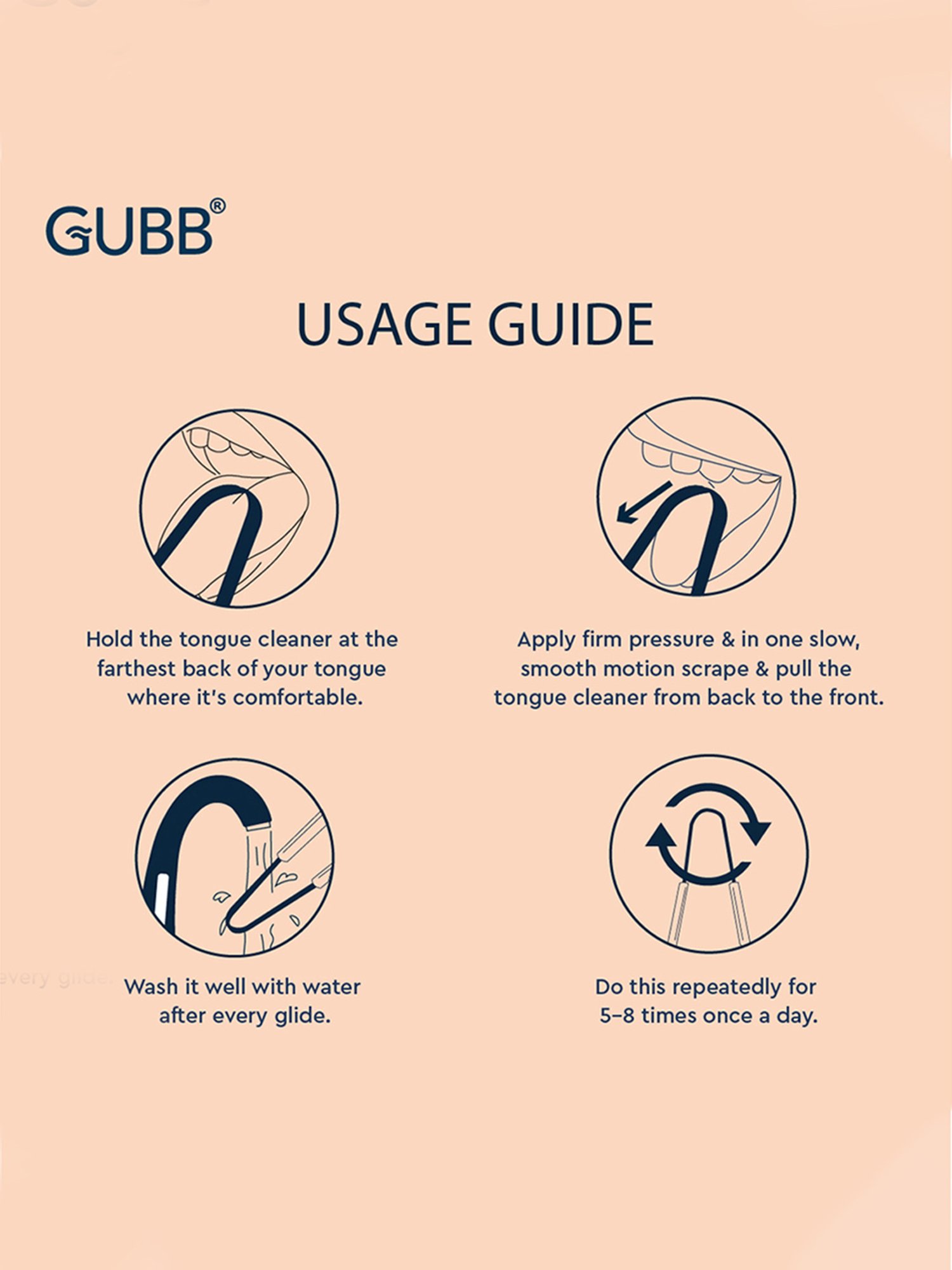 GUBB G+ Tongue Cleaner with Brass Handle, Tongue Scraper for Bad Breath