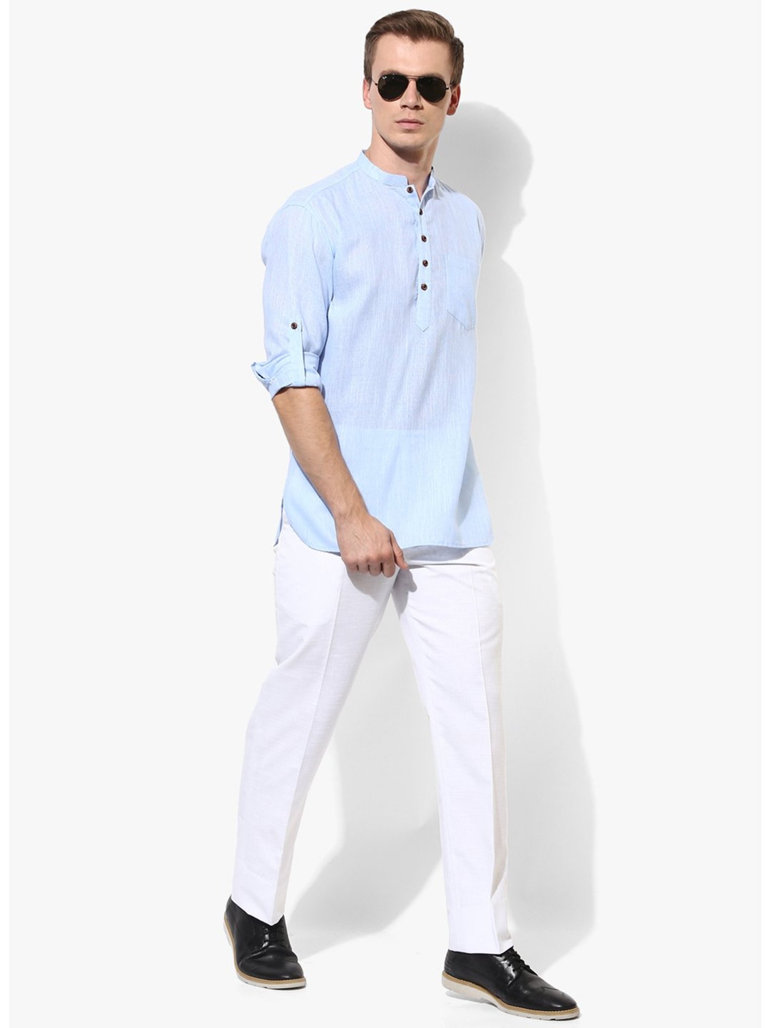 Manthan Fawn & White Regular Fit Kurta